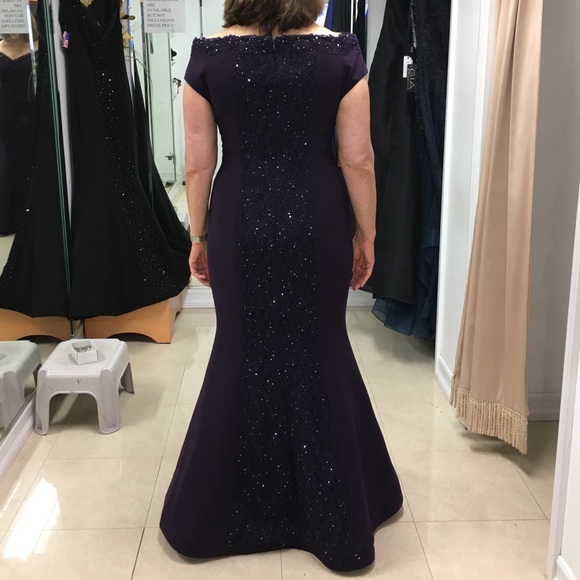 Eggplant pewter beaded gown - Picture 4 of 4